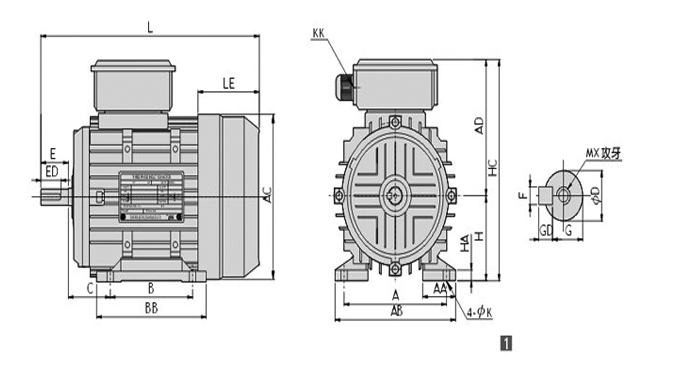 永元臥式三相普通馬達詳細圖 永元臥式三相普通馬達詳細圖