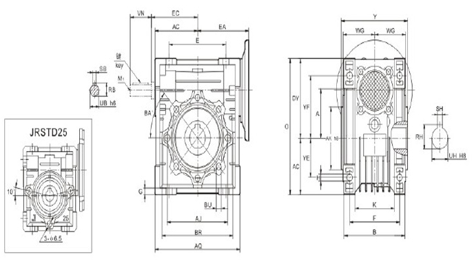 蝸輪蝸桿減速機JRSTDB系列詳細圖紙及參數(shù)說明 蝸輪蝸桿減速機JRSTDB系列詳細圖紙及參數(shù)說明